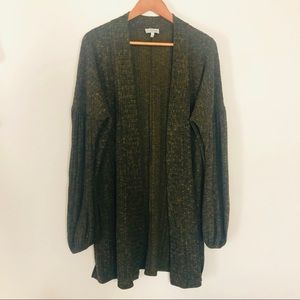 Lucky Brand Olive Green Knee Length Cardigan Shrug